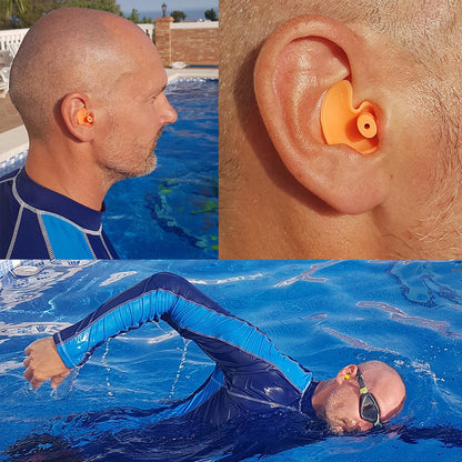 Waterproof Earplugs for Swimming. Adult Size.
