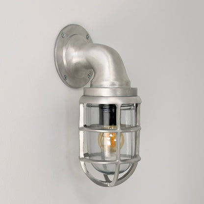 Beachamwell ~ Raw Cast Pewter Bulkhead Outdoor & Bathroom Sconce Wall Light ~ 10.5 Inch