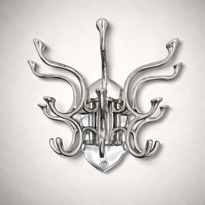 Metal Swivel Coat Rack - Polished Chrome Finish - Rustic - Handmade - Vintage Style | Art Deco