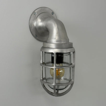 Beachamwell ~ Raw Cast Pewter Bulkhead Outdoor & Bathroom Sconce Wall Light ~ 10.5 Inch