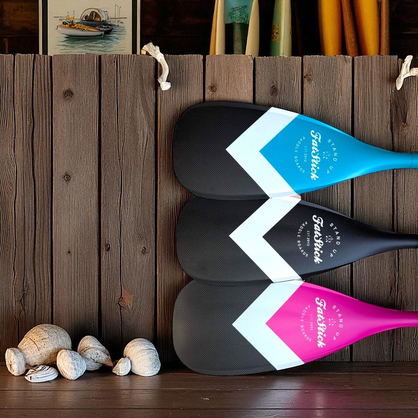 3 Piece Full Carbon Paddle Board Paddle - Blue/Pink/Black - With Free Bag