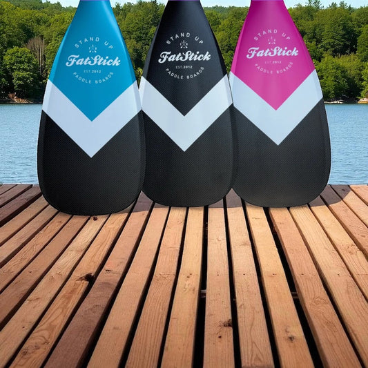 3 Piece Full Carbon Paddle Board Paddle - Blue/Pink/Black - With Free Bag