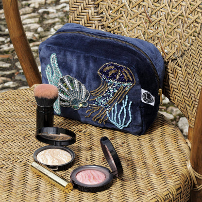 Velvet Beaded Jellyfish Cosmetic Bag