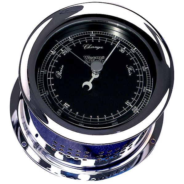 Weems & Plath Chrome Atlantis Barometer (Black Dial Matches Color Flag)