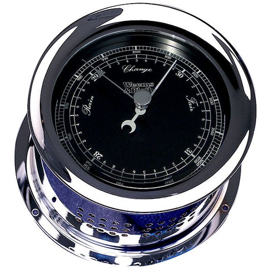 Weems & Plath Chrome Atlantis Barometer (Black Dial Matches Color Flag)