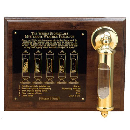 Weems & Plath Stormglass with Engraved Plate on Wood Display