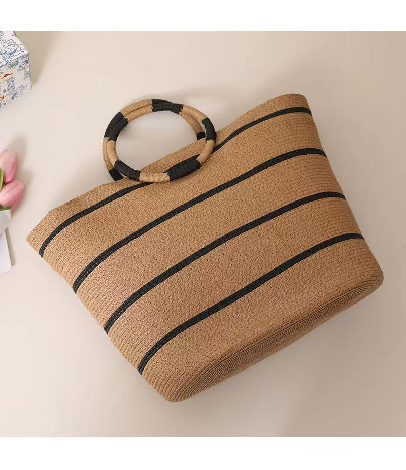 Large Capacity Round Early Woven Summer All-matching Woven Beach Bag Handbag