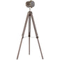 HOMCOM Industrial Tripod Floor Lamp, Nautical Searchlight with Adjustable Height, Wood Legs, E14 Lamp Base for Living Room, Bedroom, Grey and Bronze