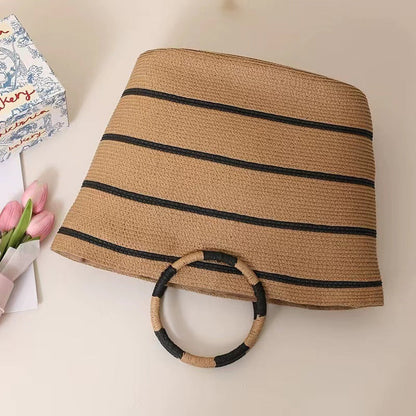 Large Capacity Round Early Woven Summer All-matching Woven Beach Bag Handbag