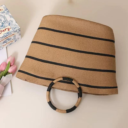 Large Capacity Round Early Woven Summer All-matching Woven Beach Bag Handbag