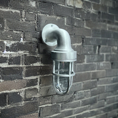 Shingham ~ Bulkhead Outdoor & Garden Wall Light | Cast Raw Pewter | 8 Inch