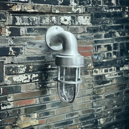 Shingham ~ Bulkhead Outdoor & Garden Wall Light | Cast Raw Pewter | 8 Inch