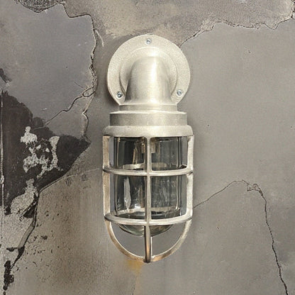 Beachamwell ~ Raw Cast Pewter Bulkhead Outdoor & Bathroom Sconce Wall Light ~ 10.5 Inch