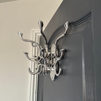 Metal Swivel Coat Rack - Polished Chrome Finish - Rustic - Handmade - Vintage Style | Art Deco