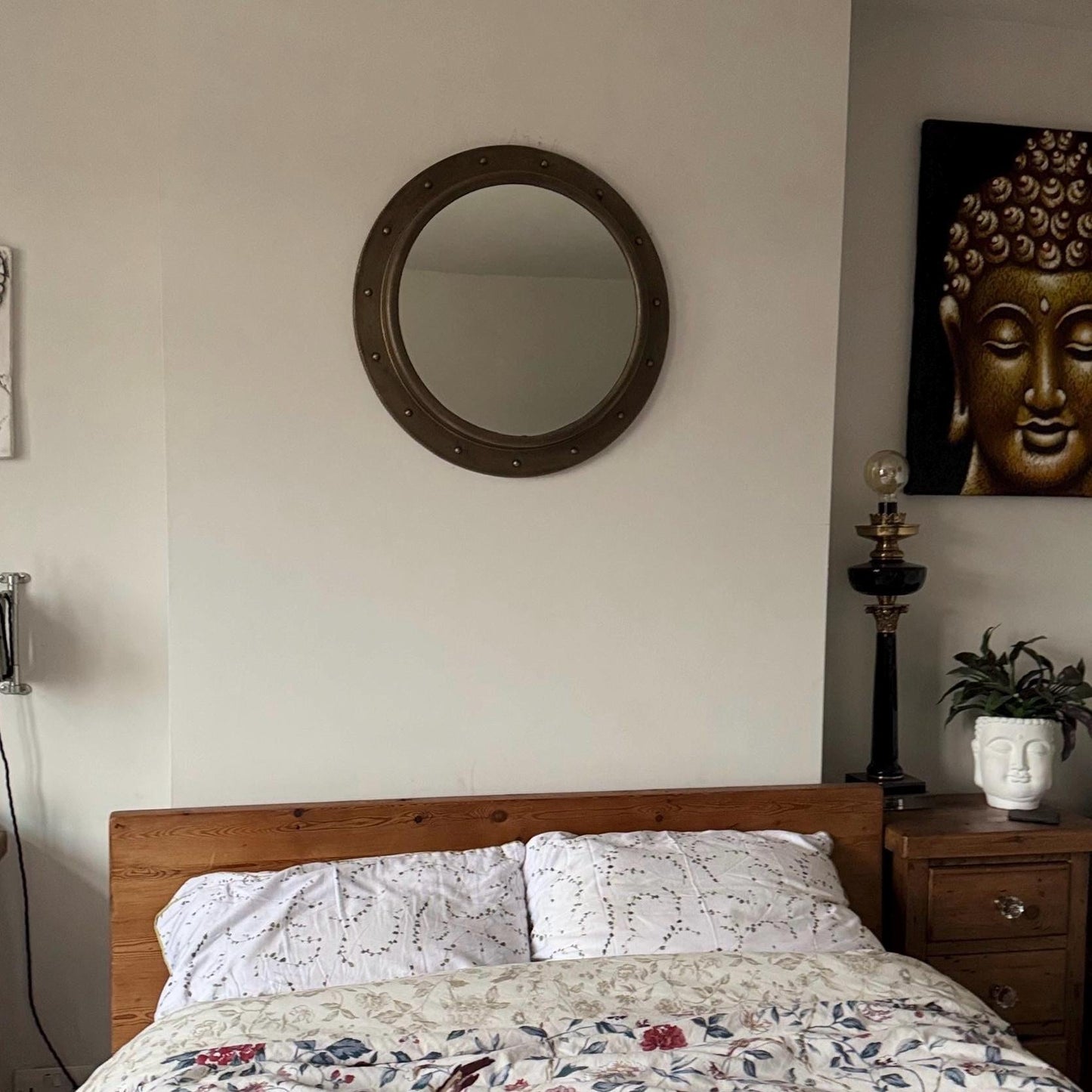 Oversized XL Antique Brass Mirror Solid Cast Nautical Industrial US Navy Deck Yacht Master ~ 61cm