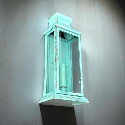 Reedham ~ Verdigris Flush Lantern Wall Sconce Light - Boat-Stuff