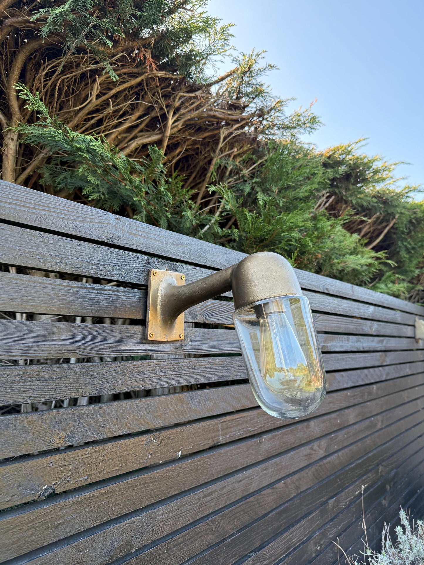 Langham ~ Raw Antique Brass Bulkhead Outdoor & Bathroom Sconce Wall Light | Cast Aluminium  |  Inch