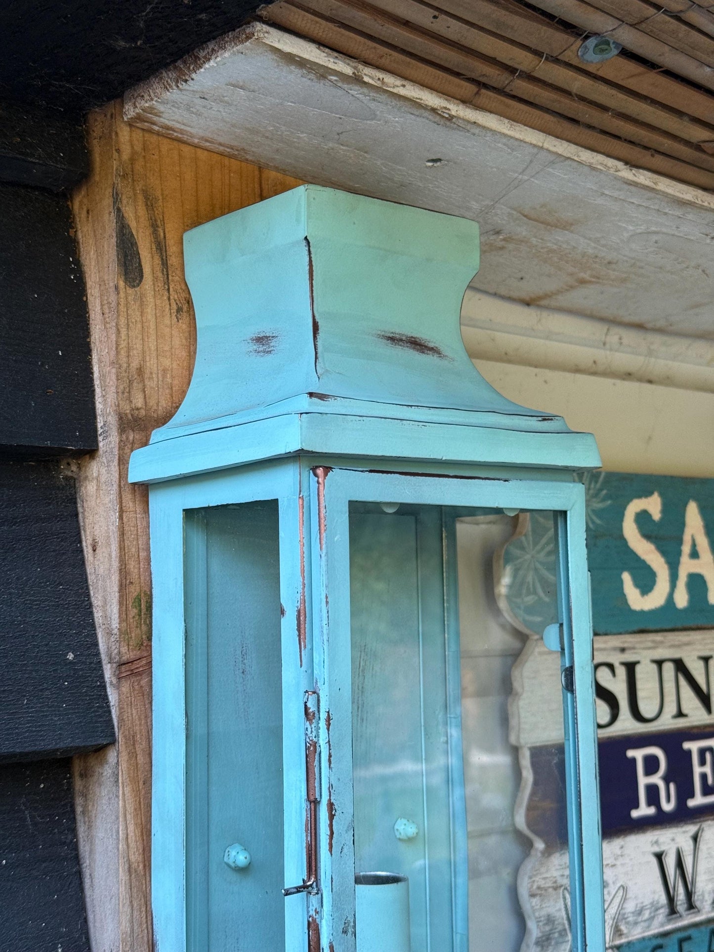 Reedham ~ Verdigris Flush Lantern Wall Sconce Light - Boat-Stuff