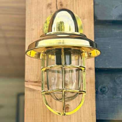 Wells ~ Solid Brass Bulkhead Outdoor & Bathroom Wall Light