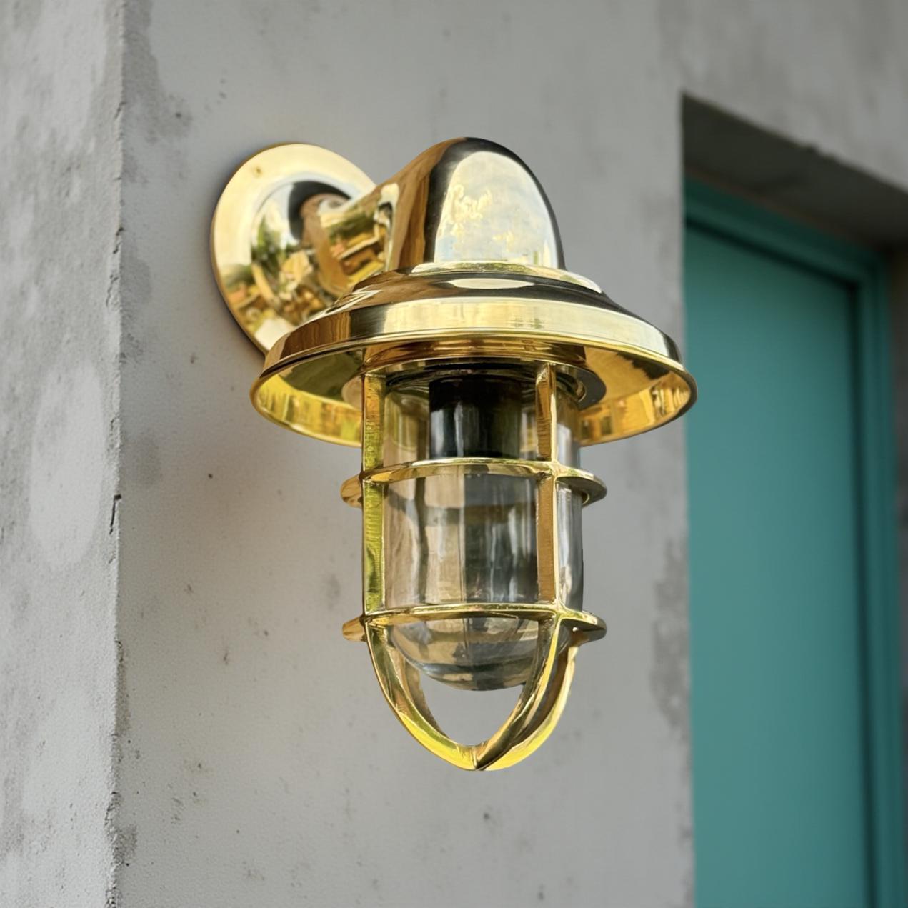 Wells ~ Solid Brass Bulkhead Outdoor & Bathroom Wall Light