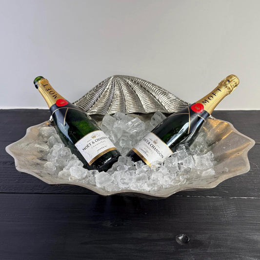 Clamshell Solid Champagne Ice Bucket ~ Wine Cooler