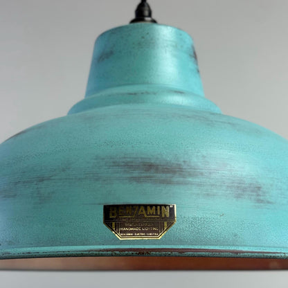 Salthouse XL - Copper Verdigris Patina Industrial Lampshade Pendant Light - 14.5 Inch