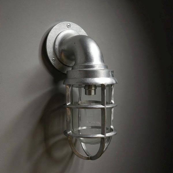 Beachamwell ~ Raw Cast Pewter Bulkhead Outdoor & Bathroom Sconce Wall Light ~ 10.5 Inch - Boat-Stuff