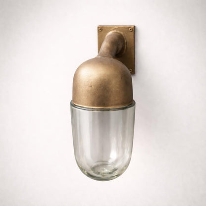 Langham ~ Raw Antique Brass Bulkhead Outdoor & Bathroom Sconce Wall Light | Cast Aluminium  |  Inch