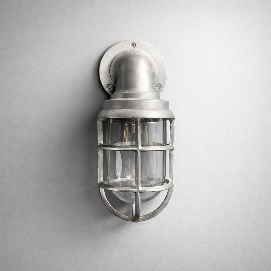 Beachamwell ~ Raw Cast Pewter Bulkhead Outdoor & Bathroom Sconce Wall Light ~ 10.5 Inch - Boat-Stuff