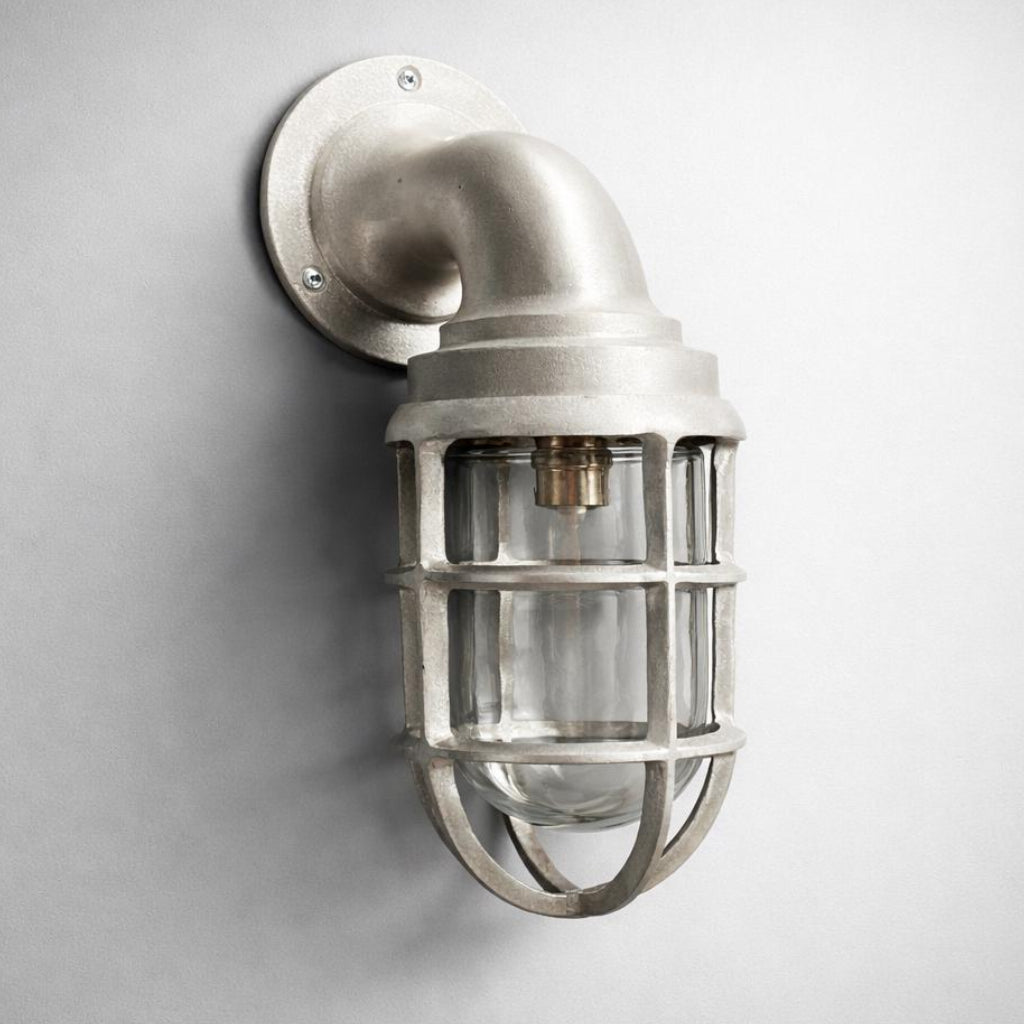 Beachamwell ~ Raw Cast Pewter Bulkhead Outdoor & Bathroom Sconce Wall Light ~ 10.5 Inch - Boat-Stuff