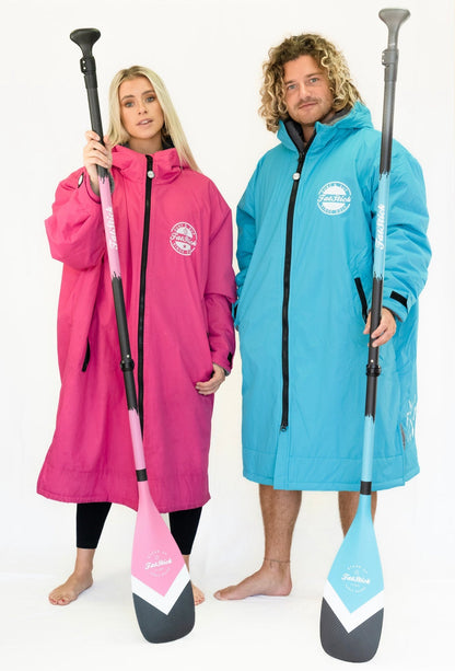 3 Piece Full Carbon Paddle Board Paddle - Blue/Pink/Black - With Free Bag